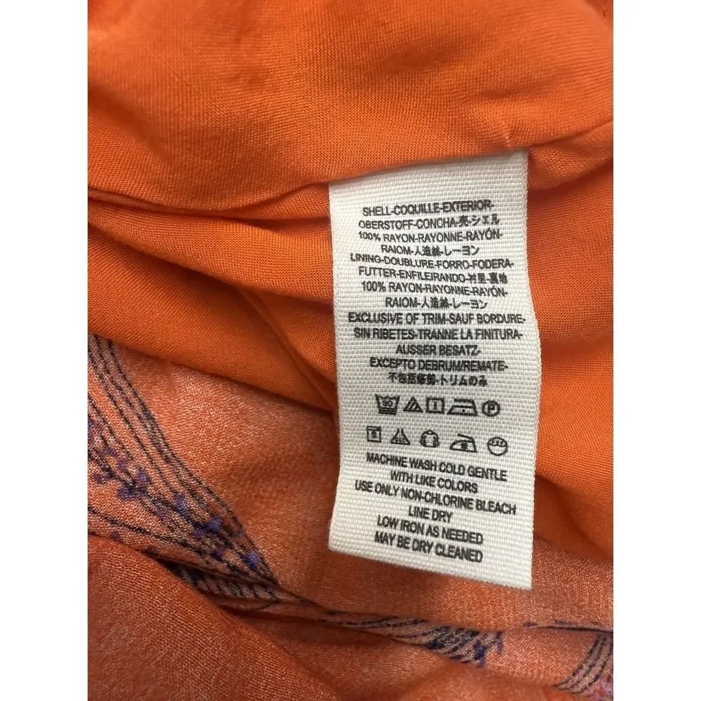 Free People Retro coral orange floral print midi dress. Womens. Sz 2 - Picture 10 of 14